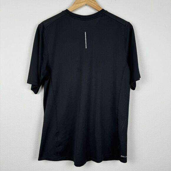 Nike Dri-fit Short Sleeve Running Shirt Men’s Size Large Black Lightweigt - Picture 7 of 7